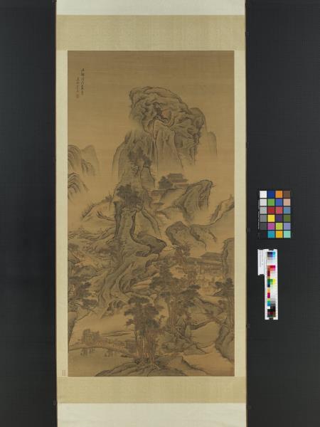 清李寅秋山行旅　軸