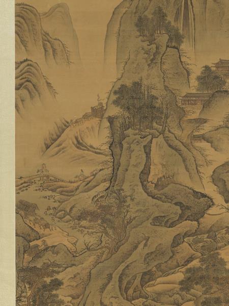 清李寅秋山行旅　軸