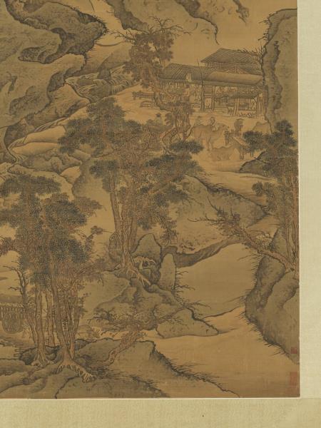 清李寅秋山行旅　軸