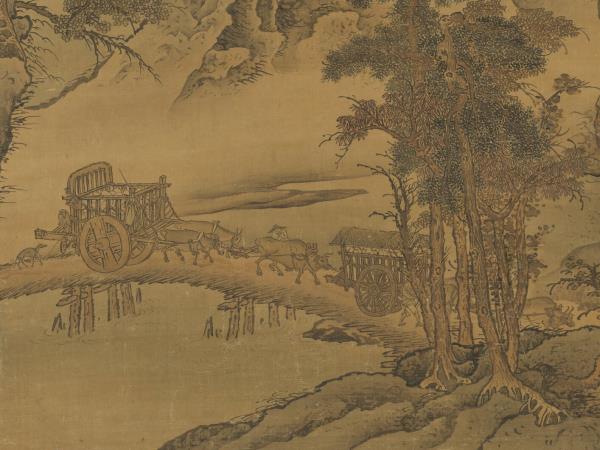 清李寅秋山行旅　軸