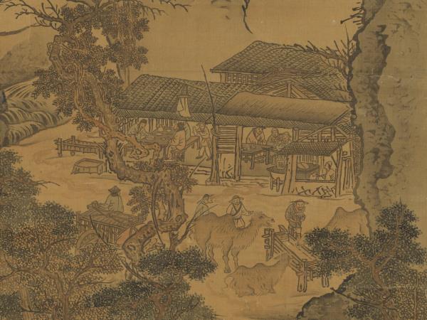 清李寅秋山行旅　軸