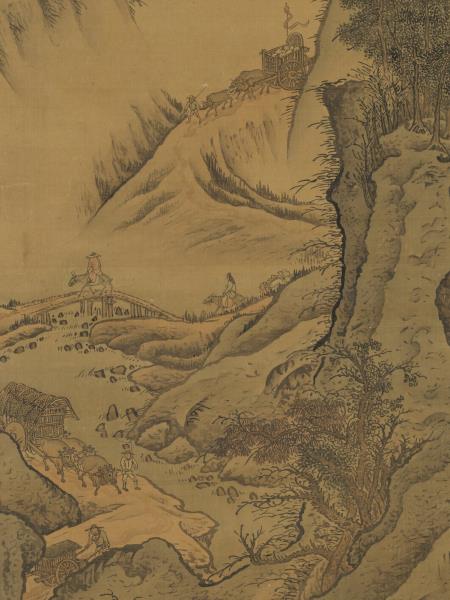 清李寅秋山行旅　軸