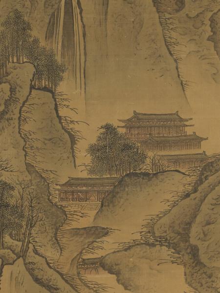 清李寅秋山行旅　軸