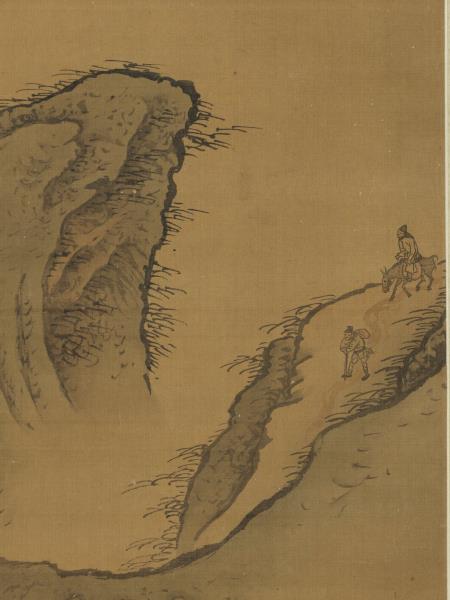 清李寅秋山行旅　軸