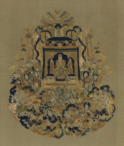 中國 道教主題緞面繡片