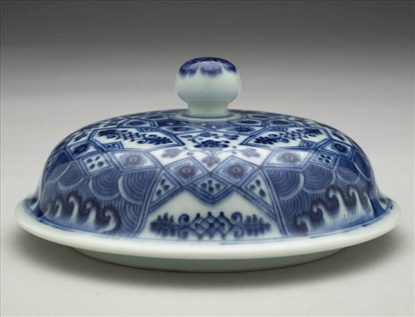 青花幾何紋壯罐