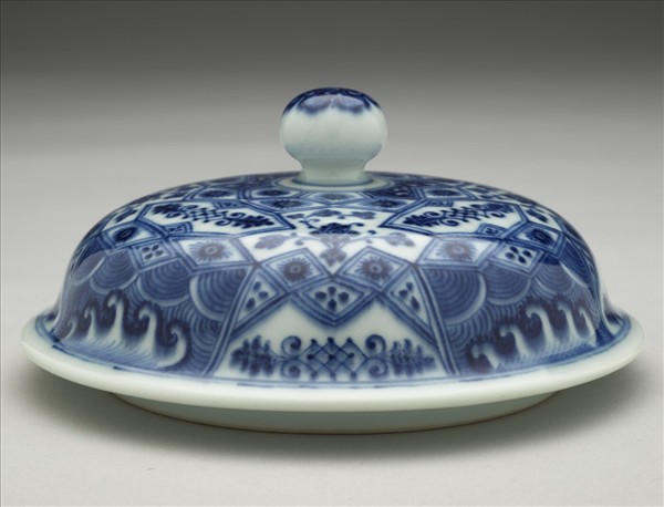 青花幾何紋壯罐