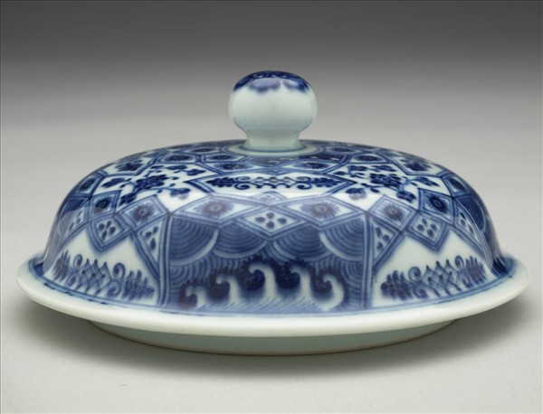 青花幾何紋壯罐