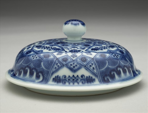 青花幾何紋壯罐