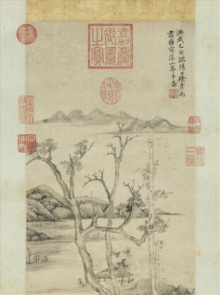 明徐賁溪山亭子圖　軸