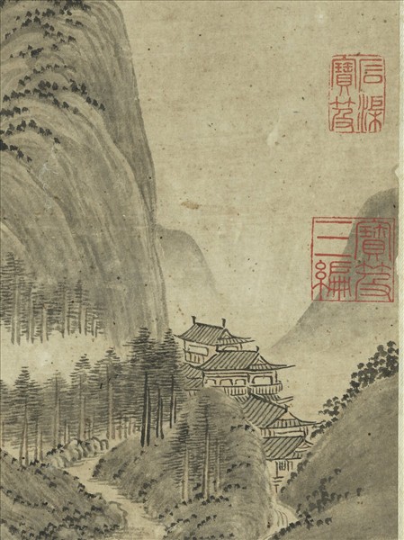 明徐賁畫山水　軸