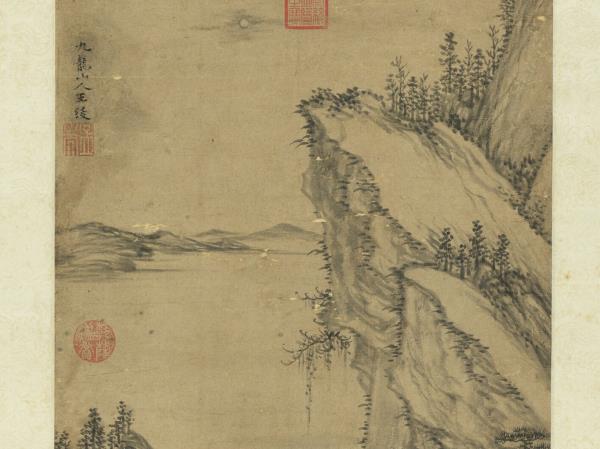 明王紱溪亭夜讀　軸