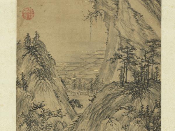 明王紱溪亭夜讀　軸