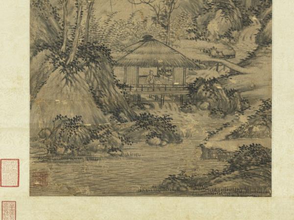 明王紱溪亭夜讀　軸