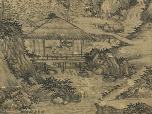 明王紱溪亭夜讀　軸