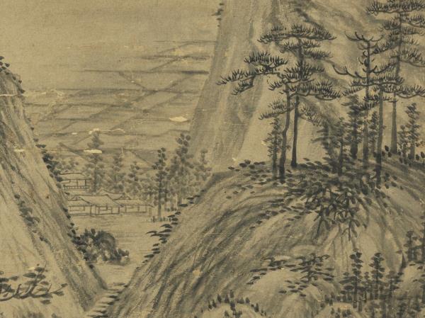 明王紱溪亭夜讀　軸