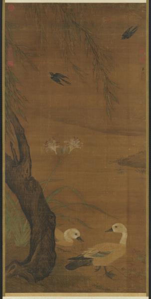 明呂紀春風燕喜圖　軸