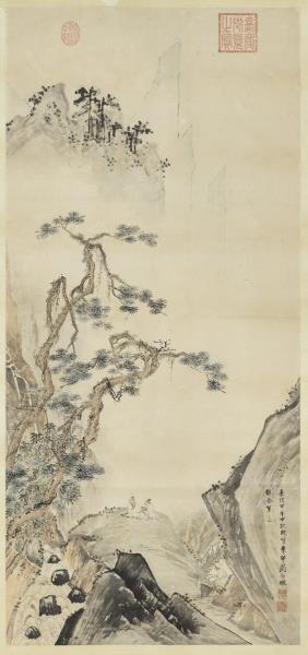 明周臣松泉詩思　軸