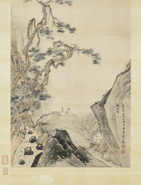 明周臣松泉詩思　軸