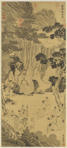 明唐寅維摩說法圖　軸