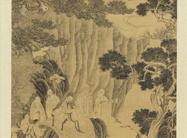 明唐寅維摩說法圖　軸