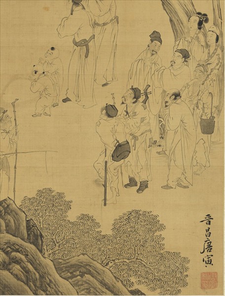 明唐寅維摩說法圖　軸