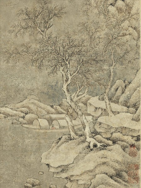 明文徵明仿李成谿山深雪　軸