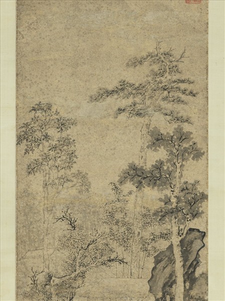 明文徵明畫碧梧修竹圖　軸