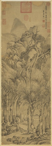 明文徵明畫松亭客話　軸