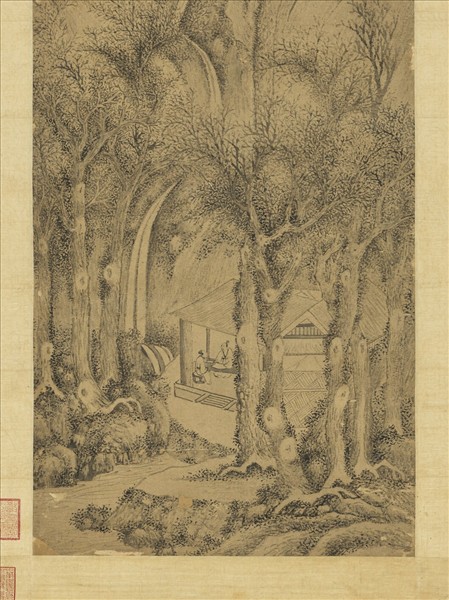 明文徵明畫松亭客話　軸