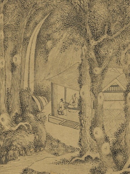 明文徵明畫松亭客話　軸