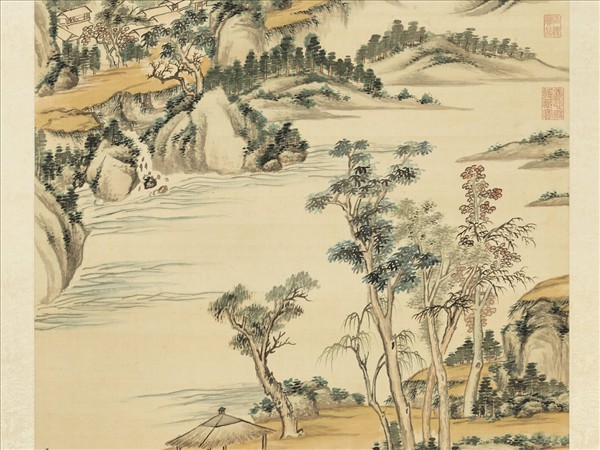 清戴天瑞秋山落照　軸