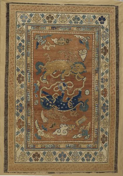 中國 雙獅戲球紋毯