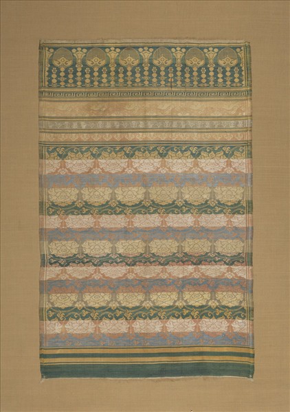 中國 長命富貴牡丹紋錦