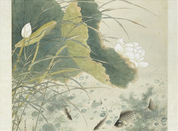 清沈煥蓮塘魚戲　軸