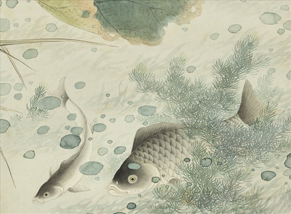 清沈煥蓮塘魚戲　軸