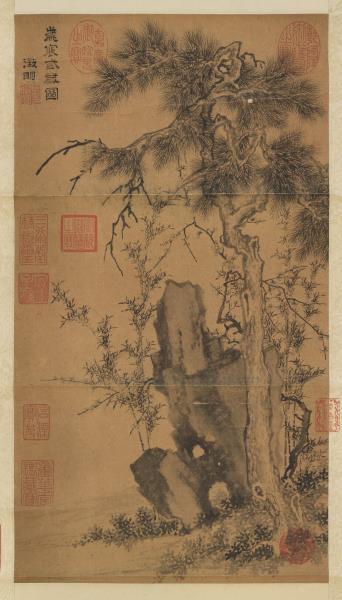 明文徵明歲寒三友　軸