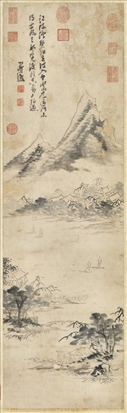 明陳淳江流澄碧圖　軸