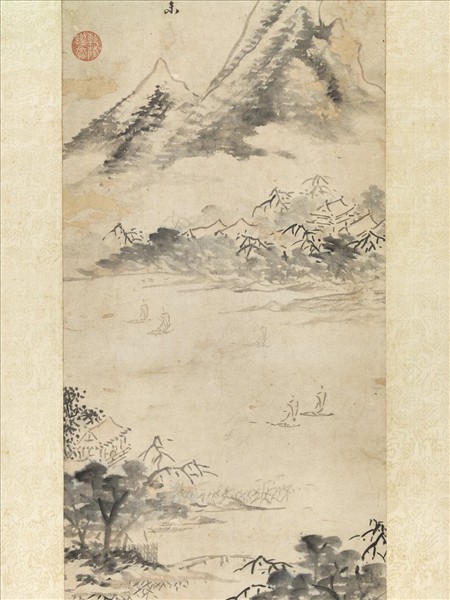 明陳淳江流澄碧圖　軸