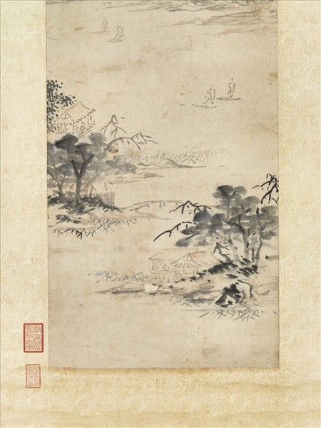 明陳淳江流澄碧圖　軸