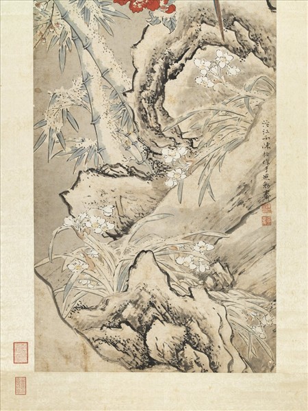 明陳栝獻歲祥霙　軸