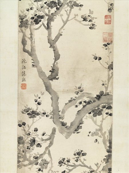 明陳栝畫花卉　軸