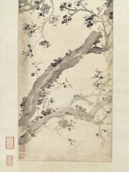 明陳栝畫花卉　軸