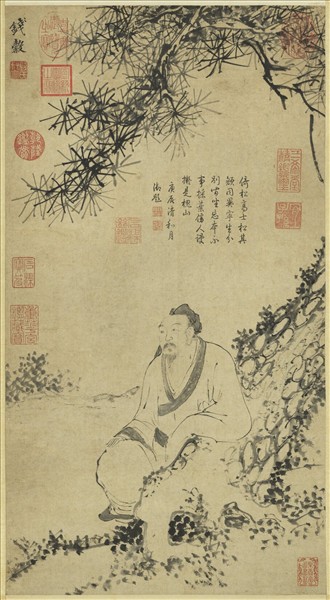 明錢穀松陰趺坐　軸