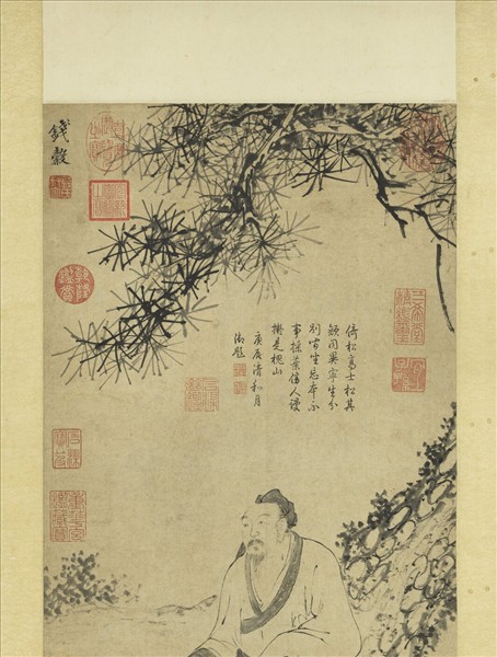 明錢穀松陰趺坐　軸