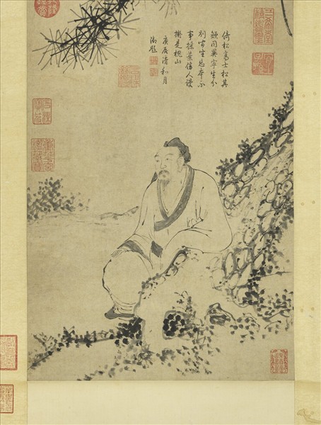 明錢穀松陰趺坐　軸