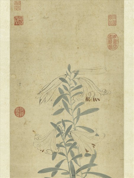 明錢穀百合寫生　軸