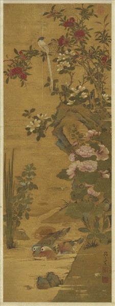 明周之冕天中佳卉　軸