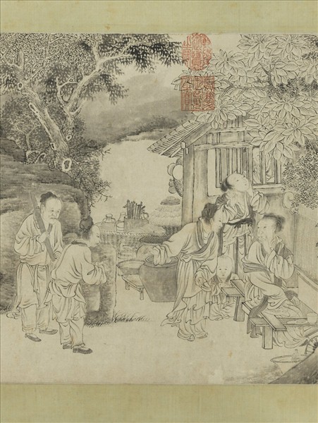 明丁雲鵬秋織圖　軸