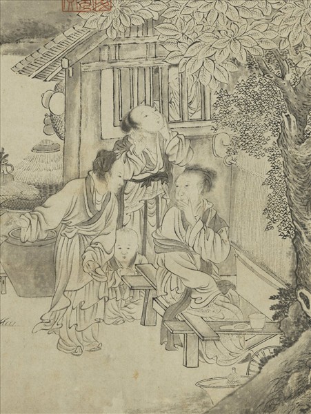 明丁雲鵬秋織圖　軸